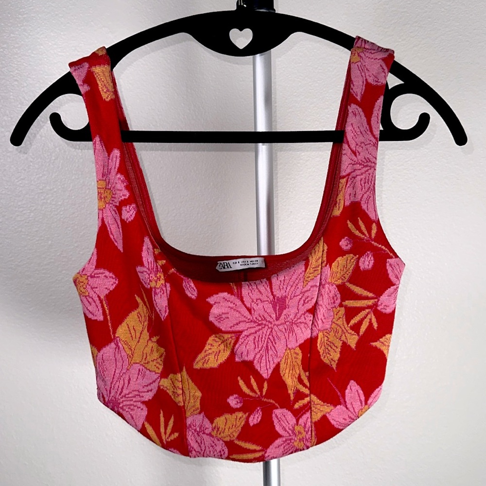 Zara floral cropped tank top